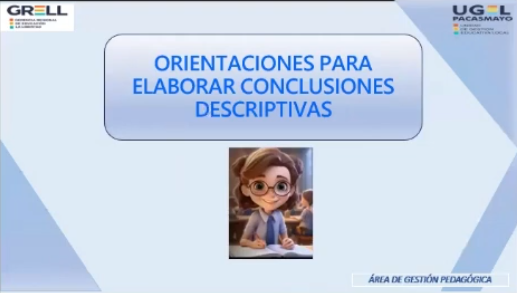 ORIENTACIONES PARA ELABORAR CONCLUSIONES DESCRIPTIVAS EN EL NIVEL INCIAL