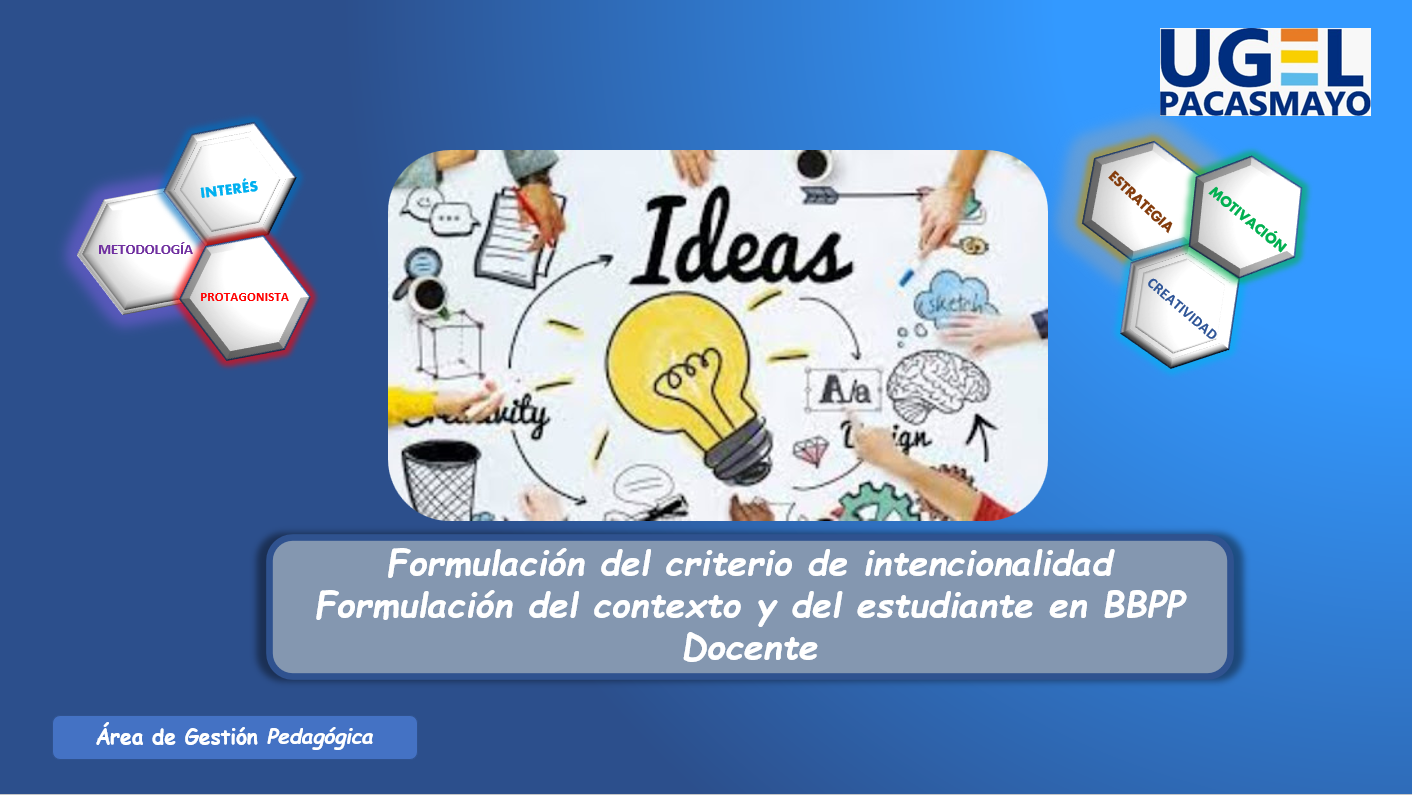 Formulación del criterio de intencionalidad, contexto y del estudiante en BBPP Docente