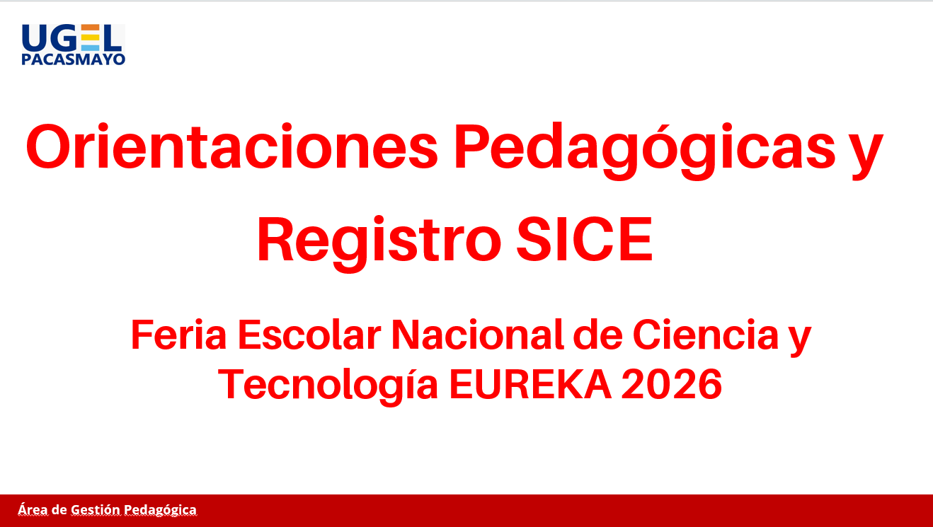 Orientaciones Pedagógicas y Registro SICE  - FENCYT
